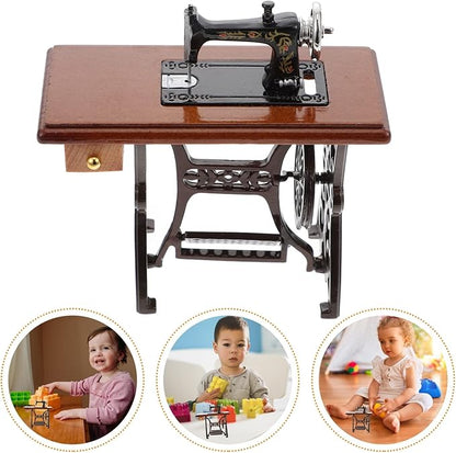 Alipis Mini Sewing Machine Miniature Sewing Model Tailor Toy 1:12 Scale Furniture Accessories Pretend Toys Table Accessories Tabletop Sewing Room Decor