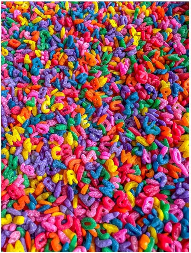 Pasta Sensory Bin Filler for Sensory Table - Colored Pasta for Sensory Play (Rainbow Alphabet Pasta, 4 Cup)