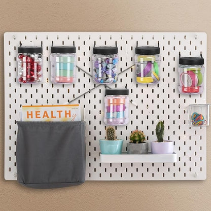 Unittype 20 Set Pegboard Organizer Accessories Peg Boards Jars with Lids Plastic Pegboards Bins Storage Containers Clear Peg Board Wall Organizer for Garage Sewing Office Home Supplies(Black)