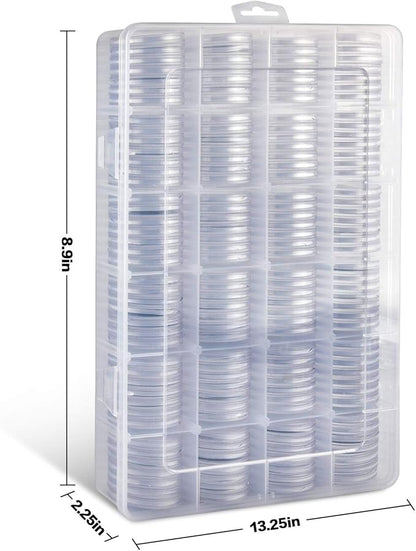 Coin Capsules 46mm with Foam Gasket and Plastic Storage Organizer Box, 6 Sizes (20/25/27/30/38/46 mm) Coins Collector Case Holder for Collection Supplies-168 Pieces