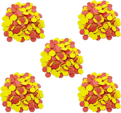 DNB 2-Color Foam Counters - 1 Inch Red-Yellow Double-Sided Math Counters, Early Learning Counting Chips, 1000 Pieces