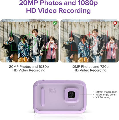 New AI Editor Camera for Kids myFirst Camera 50 Kids' Digital Camera 20MP Photos 1080P Video, Front & Selfie Lens Christmas Birthday Gifts for Boys & Girls Ages 4-15 Portable Travel Friendly (Purple)