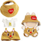 17cm Doll Clothes | Fashion Kawaii Chic Style Set for Dolls | 3-Piece Outfit with White Bear T-Shirt, Orange Romper & Orange Heart Hat (NO Doll)