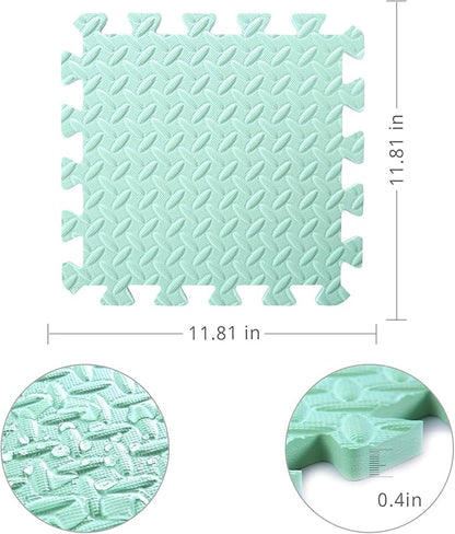 36 Tiles Foam Play Mat for Baby, 0.4 Inch Thick Foam Interlocking Floor Mats, Soft Non-Toxic Baby Playmat, Solid Colored Puzzle Play Mat Kids Floor Mats for Toddler(White/Pink/Bean Green)