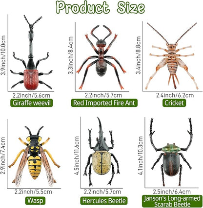 Toymany 12PCS Realistic Insects Figurines Toys - Plastic Bugs Figures Set with Cricket Bee Ant Dung Beetle, Educational Toy Cake Toppers Christmas Birthday Gift for Toddlers Kids