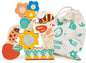 Mentari Toys - Happy Stacking Garden - 9 Wooden Nature Theme Pieces Stacking Toy - Boost Fine Motor Skills and Dexterity - Age 18 Months+