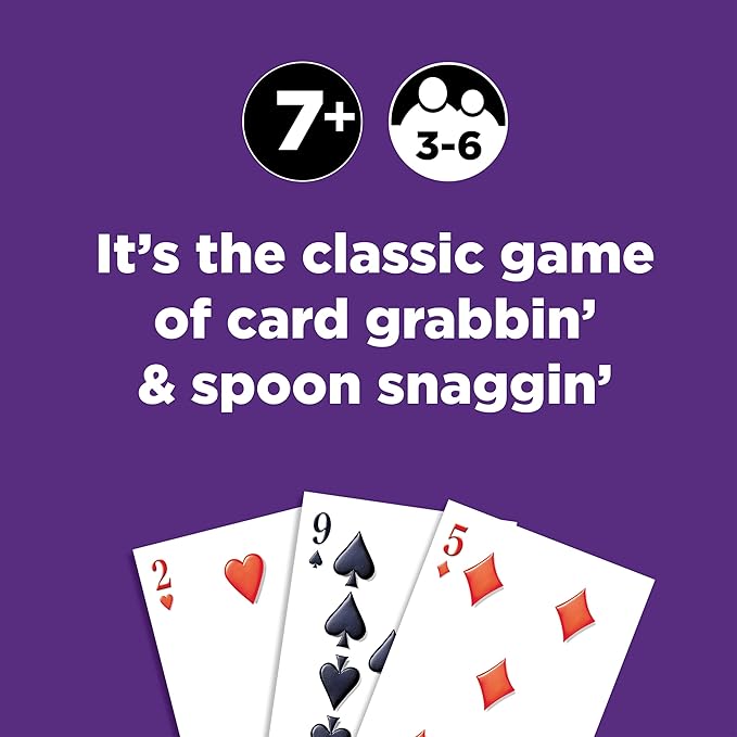 Spoons in a Case, Card Games for Kids - Spoons Game, Fun Family Games for Kids and Adults, Game Night, Travel Games, 3-6 Players, Ages 7+