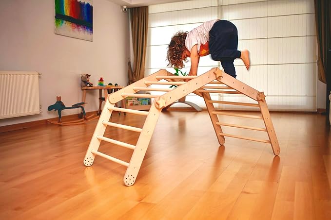 Montessori Activity Cube | Foldable Montessori Climbing Cube | Indoor 9 in 1 Transformable Activity Cube for Toddlers & Kids | Indoor Climbing Activity Wooden Playground (Cube + Ladder Ramp)