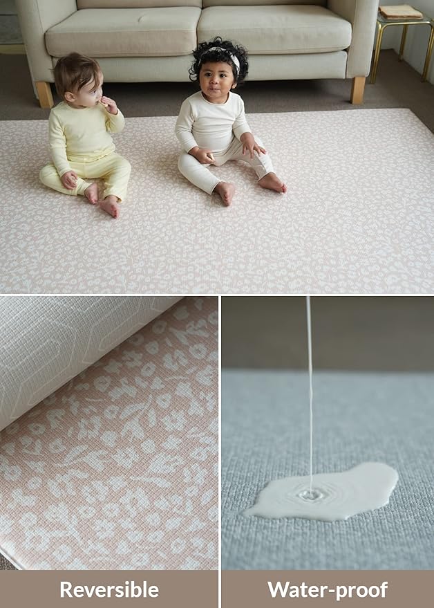 Baby Care Play Mat (Large, Hygge - Bloom & Entry) 82'' x 55'' Original One-Piece Reversible Rollable Waterproof Play Mat for Infants, Babies, Toddler, and Kids
