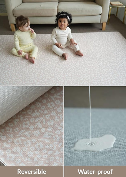 Baby Care Play Mat (Large, Hygge - Bloom & Entry) 82'' x 55'' Original One-Piece Reversible Rollable Waterproof Play Mat for Infants, Babies, Toddler, and Kids