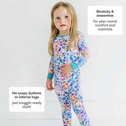 Little Sleepies Two-Piece Pajama Set for Boys & Girls, Soft Viscose from Bamboo Toddler Pajamas for Kids, Family Matching PJs