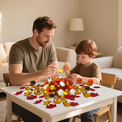 320 Pcs Fall Sensory Bin Fillers Decorations, Sensory Bin Filler, Pumpkin Bowls, Pompom, Maple Leaves, Squirrels, Pumpkins, Acorns, Pine Cones for Fall Halloween Autumn Party Decor