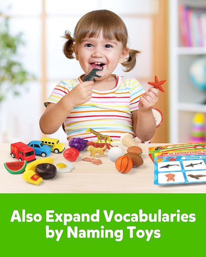 Coogam Sorting Toy for Toddlers, Animals Dinosaurs Fruits Vehicles Foods Fishes Balls Farm Playset, Fine Motor Montessori Game Preschool Educational Learning Gift for Year Old Kids