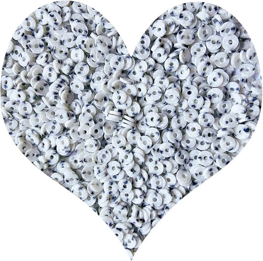 3000Pcs Clay Beads Flat Round Polymer Bead Vinyl Heishi Beads Flat Round Polymer Bead for Jewelry Making Necklace Bracelet (23-White+Grey)