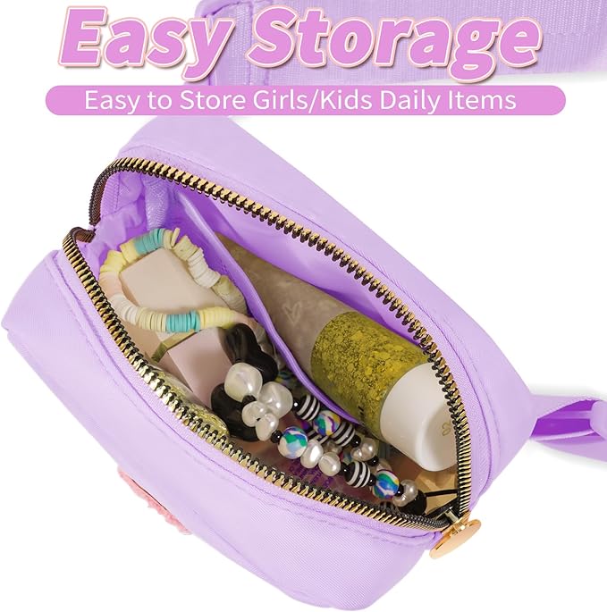 Party Favors Bags for Kids 4-8, Mini Fanny Pack Cute Crossbody Bags for Girls - Lavender