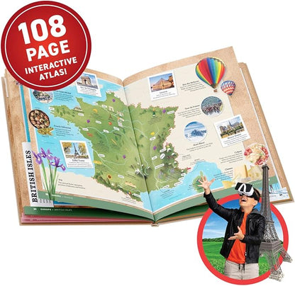 Abacus Brands Virtual Reality World Atlas Gift Box - Illustrated Interactive VR Atlas and STEM Learning Activity Set - for Ages 8 and Up