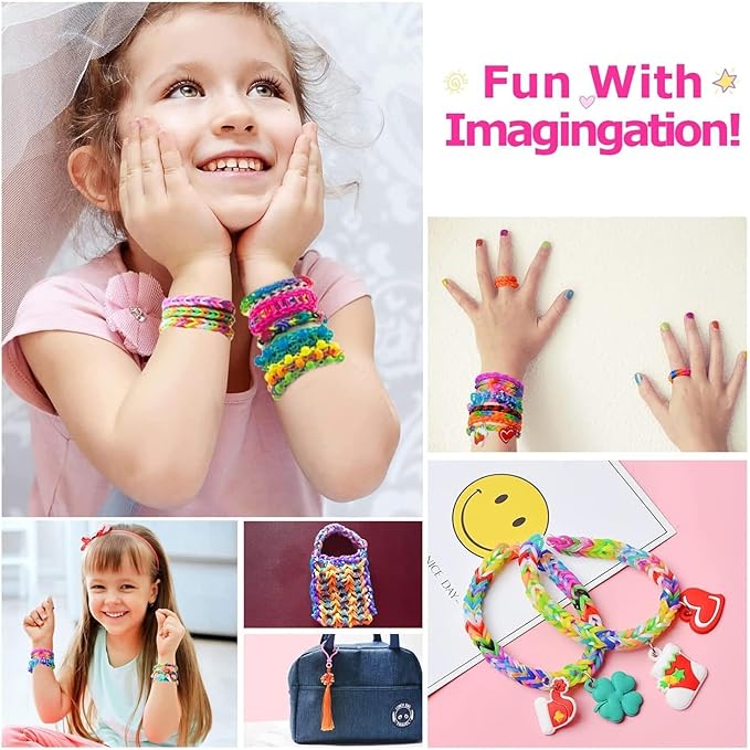 DDCOWP 2500+ Rubber Band Bracelet Kit, Loom Bracelet Making Kit for Kids, Rubber Bands Refill Loom Set, Loom Bands Kit