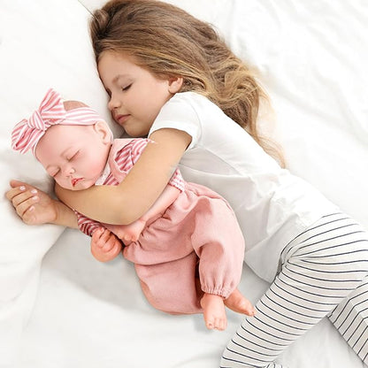Jirachi Lifelike Reborn Baby Dolls Girl, 18-inch Full Vinyl Body Sleeping Newborn Real Baby Doll Adorable Pink Realistic Baby Dolls with Feeding Kit Gift for Kids Age 3+