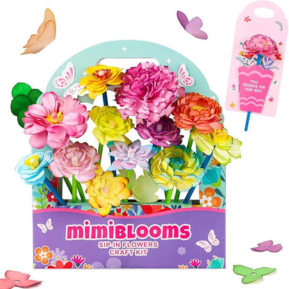 Mimiblooms Paper Flowers Science Kit for Girls, Magic Flower Paper Color Science Dyeing Kit, Arts&Crafts for Kids Age 8-12, Science Experiments Color Changing for Girls 6 7 9 10 11 yr Birthday Gift
