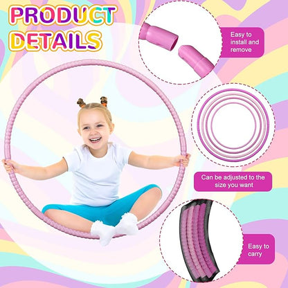 Sratte 8 Pcs Color Hoop Detachable Adjustable Hoop Exercise Ring Plastic Toys for Teens Games Gymnastics Dog Agility Equipment Party Decor, 4 Colors