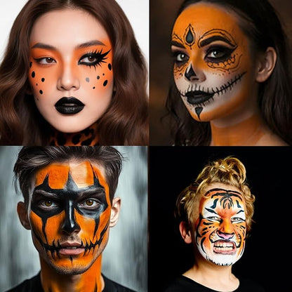 Orange Face Paint Stick,Water-Based Orange Body Paint Stick,Washable Face Painting for Lion Tiger Fox Pumpkin Costume,Halloween Professional SFX Makeup Paint for Cosplay ,1.06 OZ