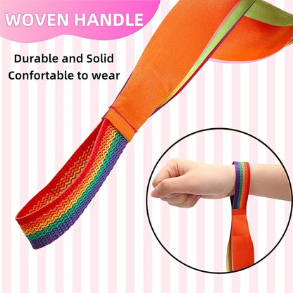 12 Pieces Rainbow Dance Ribbons, Colorful Dancing Rhythm Streamers, Hand Held Gymnastics Ribbons for Gym, Training, Artistic Dancing, Birthday Party Gift Decoration