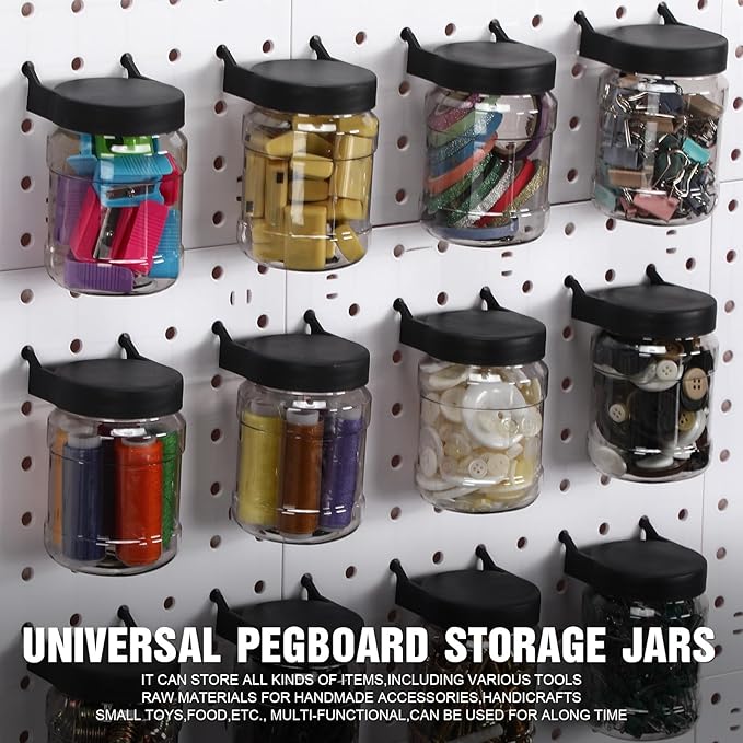 Unittype 20 Set Pegboard Organizer Accessories Peg Boards Jars with Lids Plastic Pegboards Bins Storage Containers Clear Peg Board Wall Organizer for Garage Sewing Office Home Supplies(White)
