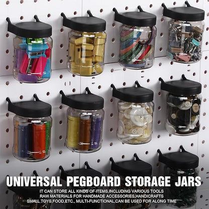 Unittype 20 Set Pegboard Organizer Accessories Peg Boards Jars with Lids Plastic Pegboards Bins Storage Containers Clear Peg Board Wall Organizer for Garage Sewing Office Home Supplies(White)