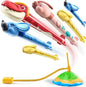 TEMI Dinosaur Rocket Launcher - 6 Dino Rockets, Launch up to 100 ft, Fun Outdoor or Indoor Kids Toy for Boys & Girls Age 3-7, Dinosaur Toy, Birthday Gift for Kids Age 4-8
