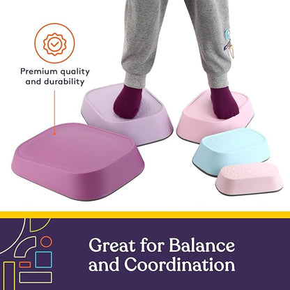 Special Supplies Set of 5 Stepping Stones for Kids Indoor and Outdoor Balance Blocks Promote Coordination, Balance Strength Child Safe Rubber, Non-Slip Edging (Unicorn)