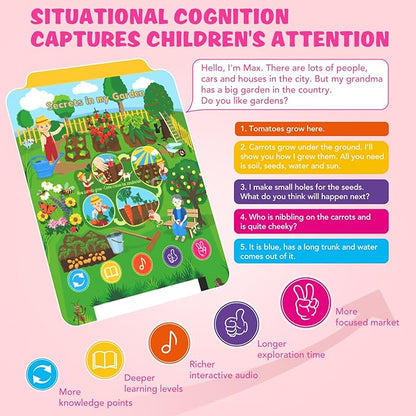 Kids Learning Tablet Educational Learning Pad for Toddlers 2-5 to Learn Alphabets, Numbers, Foods, Time, Music, Talking Cards for Toddlers，Learning Educational Toy Kids Gifts