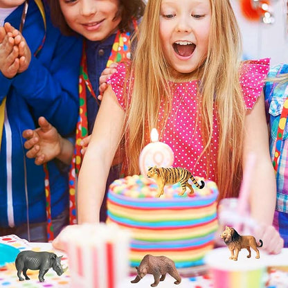 RUSON 12 Pcs Mini Safari Animals Figures Toys, Realistic Jungle Zoo Animal Figurines Cake Topper Toy Set Christmas Birthday Easter Egg Gift Party Supplies for Kids Toddlers