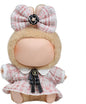 17cm Doll Outfits for Labubu - Luxury Chic Style Set for 17cm Dolls, Premium Doll Clothes with Accessories - Pink Plaid Tweed Dress + Black Necktie + Plaid Bow (Clothes Only)
