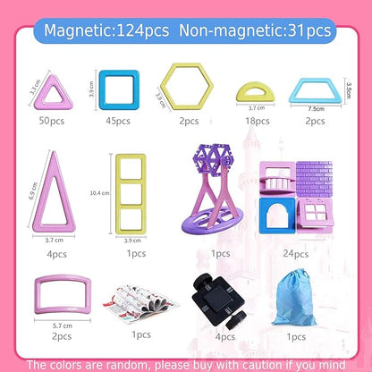 ASOK Magnetic Building Block 155pcs Educational Magnet Tiles Creative Learning and Development Macaron Color Toys Set for 3 4 5 6 7 8 Years Old Boys Girls Kids