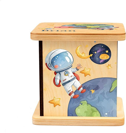 Wooden Piggy Bank for Kids and Adults, Personalized Gift Handmade in USA by BloomOwl, Custom Piggy Bank, Personalized Banks for Kids, Gifts for Baby Boys and Girls (Astronaut)