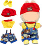 17cm Doll Clothes Set (No Doll), 4 Pieces Outfit Set for 6.7inch Dolls Suit, Fashion Clothes Accessories Dress-Up,Includes—Chic Hat+Top+Cute Overalls+ Shoes(Style B)