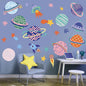 Large Space Wall Decal Stickers Rocket Spaceship Planets Wall Decals Planet Stars Wall Sticker Removable Vinyl Decals Solar System Galaxy Star Space Wall Decor for Nursery Kids Room Girls Boys Bedroom Wall Decor (Multicolor)