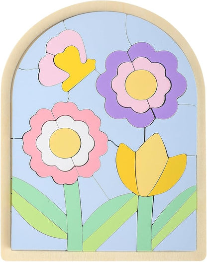 Jigsaw for Baby Boys, Wooden Puzzles for Toddlers 3-5, Boys Girls Birthday Gift for Kids Ages 4-6, Toddler Puzzles Montessori Toys for 3 Year Old, Great Gifts for 3+ Year Olds (Flowers)