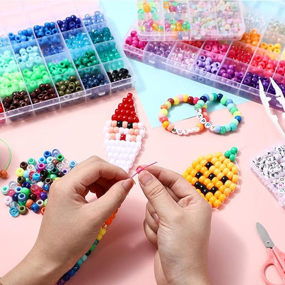 73 Colors 3700 Pcs Pony Beads for Bracelet Making Kit 64 Colors Pony Rainbow Letter Beads 9 Colours Glow in The Dark Beadwork Friendship Bracelet Jewelry Crafts with Elastic Cord