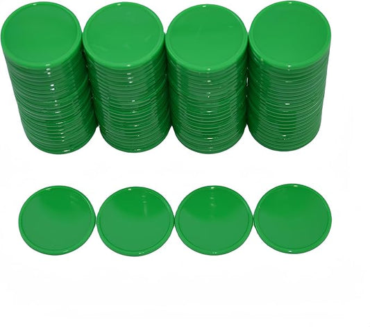 Smartdealspro Set of 100 25MM/1 Inch Opaque Plastic Learning Counting Counters Poker Chips (Green)