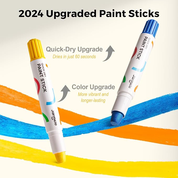 Tempera Paint Sticks, 16 Colors Jumbo Paint Sticks for Kids, Washable Quick Drying, Non-Toxic, Toddler Art Supplies for Paper Stone Wood Canvas, Easter Gifts for Kids
