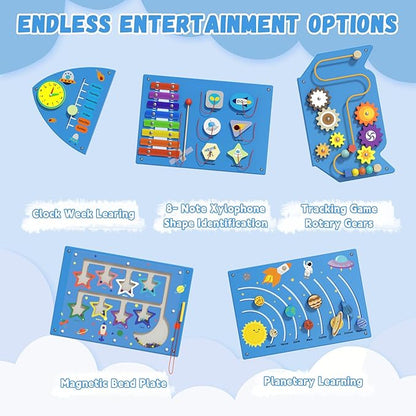 Spocold Rocket Panels - Sensory Toddler Wall Toys (5pcs Blue)