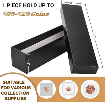 ZOOFOX 10 Pack Coins Holders for Collectors, Cardboard 2x2 Inch Coin Flip Boxes, Single Row Coins Snap Protection Cases for Coin Dollar Collection Supplies