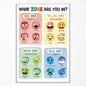 Feelings Chart, Calming Corner Poster, Preschool Classroom Must Haves for Kids, Mental Health, What Zone Are You In Emotions, Therapist Office Wall Art 16x24in Unframed