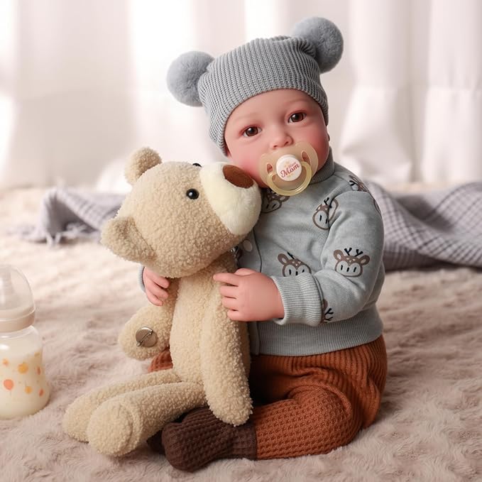 BABESIDE Lifelike Reborn Baby Dolls Boy, 20 Inch Realistic Doll for Boy Newborn Real Life Poseable Soft Vinyl and Cloth Body Baby Dolls with Clothes and Toy Gift for Kids Age 3+