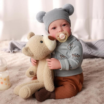 BABESIDE Lifelike Reborn Baby Dolls Boy, 20 Inch Realistic Doll for Boy Newborn Real Life Poseable Soft Vinyl and Cloth Body Baby Dolls with Clothes and Toy Gift for Kids Age 3+