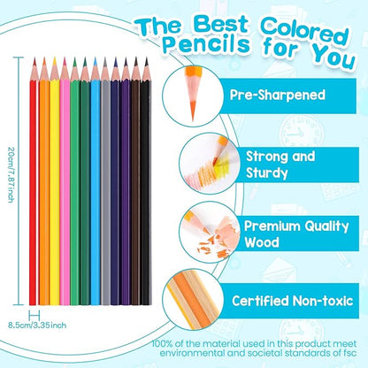 480 Count Colored Pencils Bulk, 40 Packs Colored Pencils for Kids 12 Colors, Pre-sharpened Coloring Pencils for Adults, Bulk School Supplies for Teachers, Back to School Supplies, Classroom Prizes