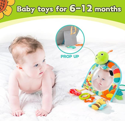 Koty Infant Car Seat Toy - Kick and Play Activity Center with Mirror, Teether and Crinkle Paper, Fun Travel Baby Toy for Rear Car Seat, Easier Drive with Newborns, Babies