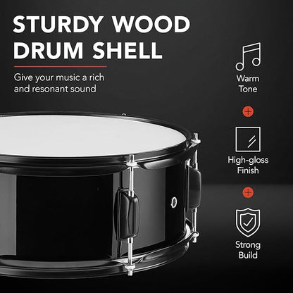 Best Choice Products 5-Piece Full Size Complete Adult Drum Set w/Cymbal Stands, Stool, Drum Pedal, Sticks, Floor Tom - Black