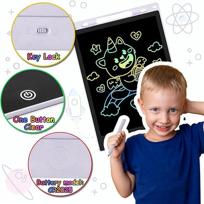 12 Inch LCD Writing Tablet - Colorful Electronic Drawing Pad & Doodle Board for Kids Ages 3-8, Erasable Educational Toy, Birthday for Girls and Boys (White)